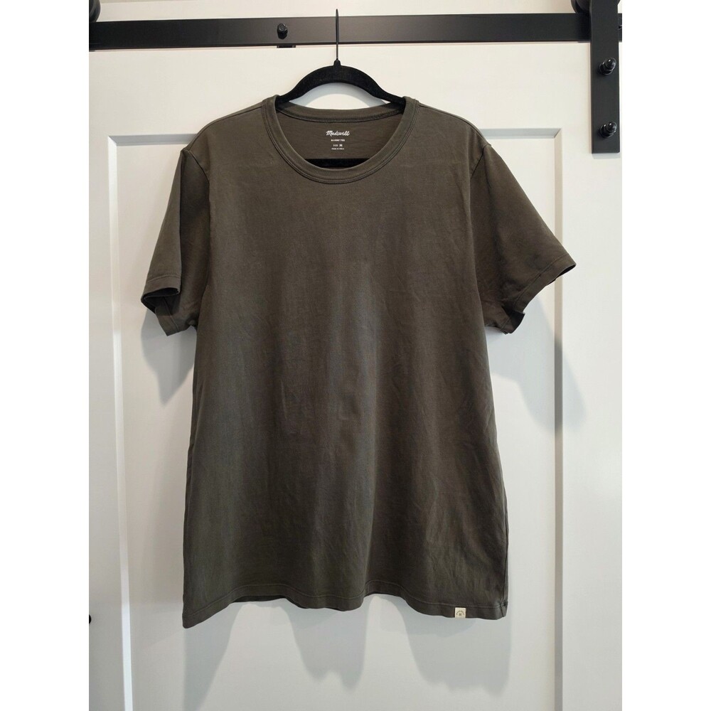Madewell Mens Garment Dyed Allday Crewneck Tee M Olive Green Cotton Comfort